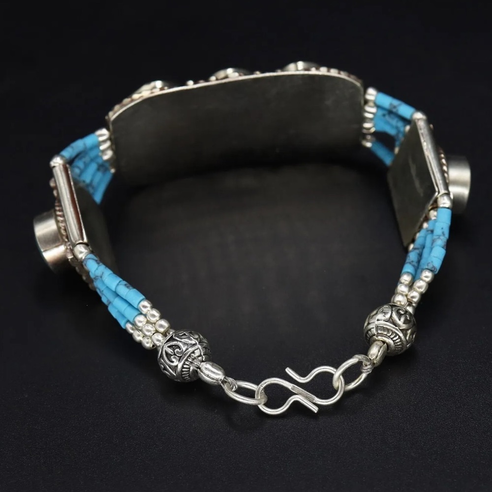 Tibetan silver gemstone ethnic bracelets - Picture 13 of 16